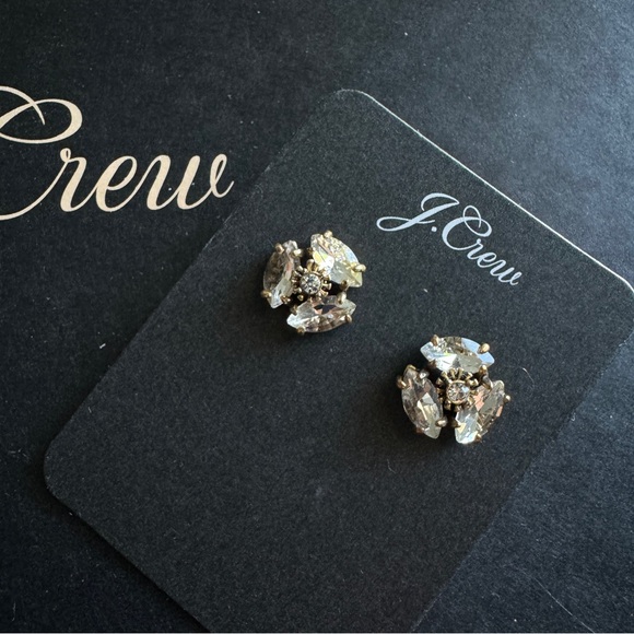 J. Crew clear crystal cluster statement earrings - Picture 2 of 4